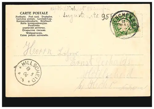 AK Gruss aus München: Bavaria, 12.5.1904 nach HILLSCHEID 13.5.04