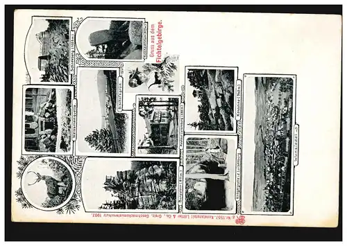 AK Gruss des montagnes de Fichtel avec 11 images, maison d'édition Löffler & Co, non utilisé