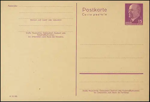 P 72  Walter Ulbricht 15 Pf 1961, postfrisch
