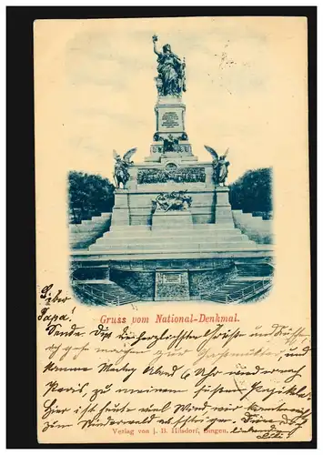 AK Gruss vom National-Denkmal, Verlag Hilsdorf, BINGERBRÜCK 2.5.1902