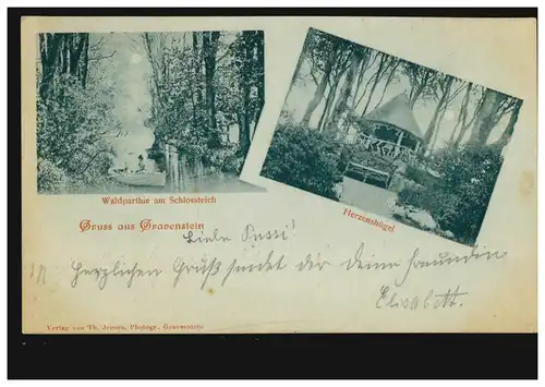 AK Gruss de Gravenstein Partie d'eau sur le château colline de coeur, marqué