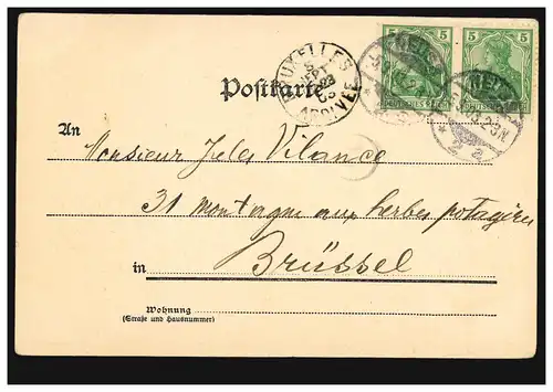 AK Gruss de Düsseldorf: Bismarckdenkmal und Kunsthalle, NOUVEAUSS 5.9.1903