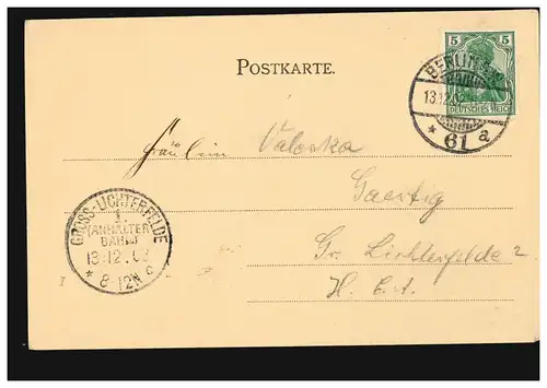 AK Gruss de Berlin: Försterhäuschen im Tiergarten, BERLIN S.W. 61a 13.12.1902