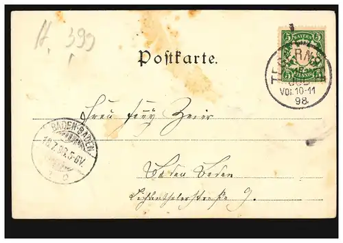 AK Gruss de Tegernsee - Panorama, Édition Niedermaier, 17.7.1898