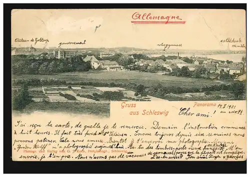 AK Gruss aus Schleswig - Panorama, Verlag G.J. Koch, SCHLESWIG 2 a 15.2.1901