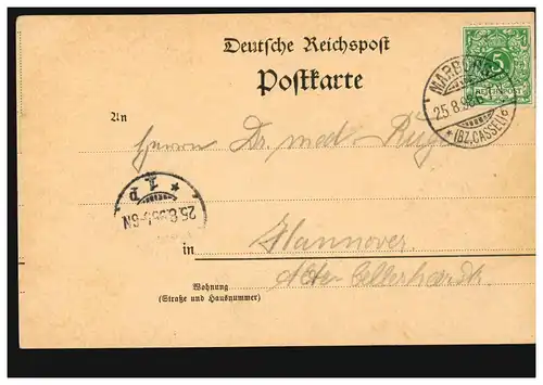 AK Gruss de Marburg - Panorama, MARBURG (BZ CASSSEL) b 25.8.1898