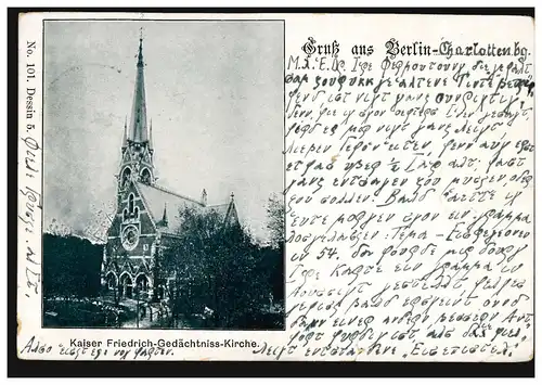 AK Gruß aus Berlin: Kaiser-Friedrich-Gedächtniskirche, CHARLOTTENBURG 13.2.1901