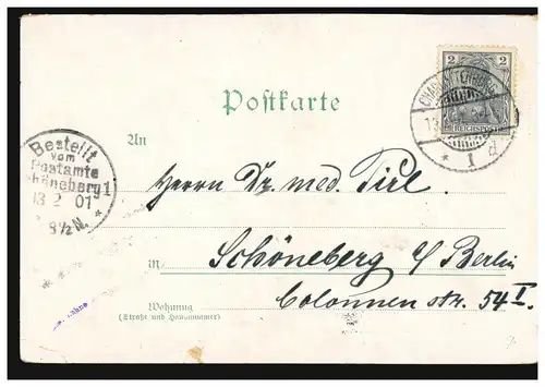 AK Gruß aus Berlin: Kaiser-Friedrich-Gedächtniskirche, CHARLOTTENBURG 13.2.1901