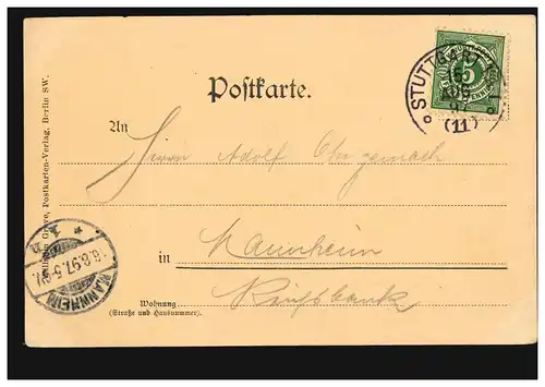 AK Gruss de Stuttgart: Musée des affaires, 15.8.1897 d'après MANNHEIM 1n 16.8.97