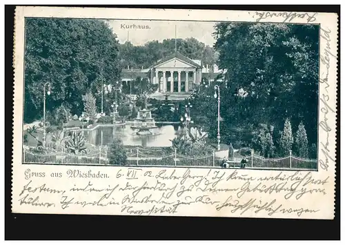 AK Wiesbaden: Kurhaus, 7.12.1902 vers BERLIN Commandement des bureaux de poste 15 - 8.12.02