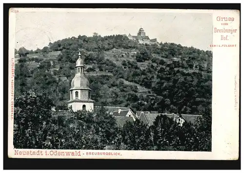 AK Gruss der Breuburger Hof: Neustadt/Odenwald - Breubburgblick, KÖNIG 16.8.1907