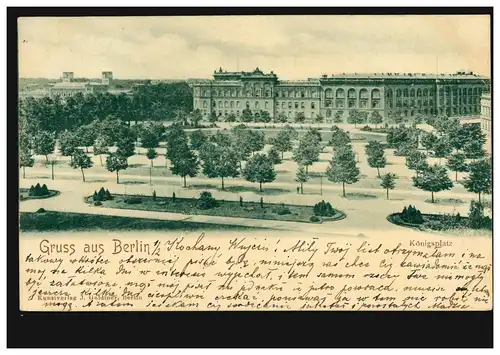 AK Gruss de Berlin: Königsplatz, Verlag Goldiner, BERLIN W. 62 - 1.2.1901