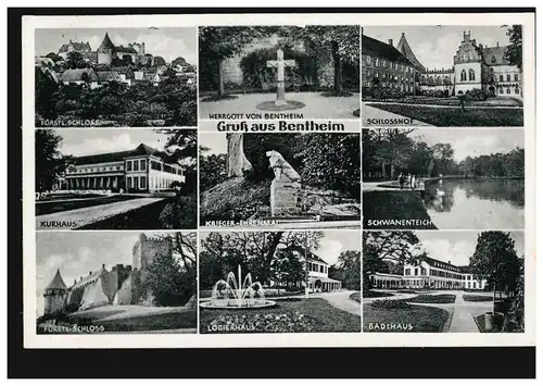 AK Gruß aus Bentheim mit 9 Bildern, Verlag H. Schulte-Kolthoff, 29.8.1940