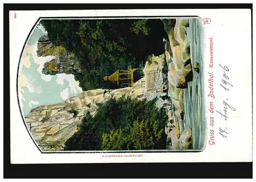 AK Gruss de la vallée de Bode: Temple de couronne, maison d'édition R. Arc en cuir, non utilisé