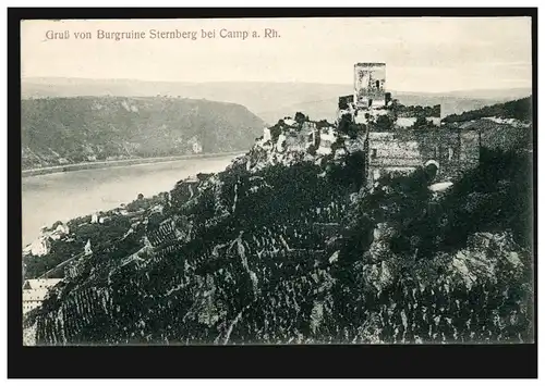 AK Gruß von Burgruine Stermberg bei Camp am Rhein, Verlag H. Groß, CAMP 6.9.1909