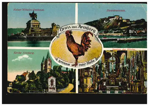 AK Gruss d'Arenberg appelé coq rouge 4 photos, maison d 'édition Lamaire, inutilisé