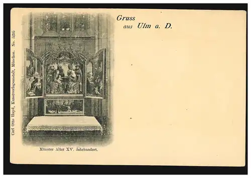 AK Gruss aus Ulm/Donau: Münster Altar XV. Jahrhundert, Verlag Hayd, ungebraucht