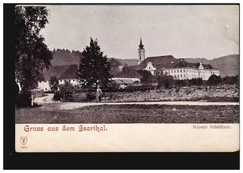 AK Grüss de l'Isarthal: Monastère Schäftlarn, maison d'édition F.W.J., non utilisé