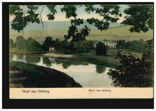 AK Gruß aus Ohrberg: Blick vom Ohrberg, KLEINBERKEL 10.8.08, Frankatur entfernt
