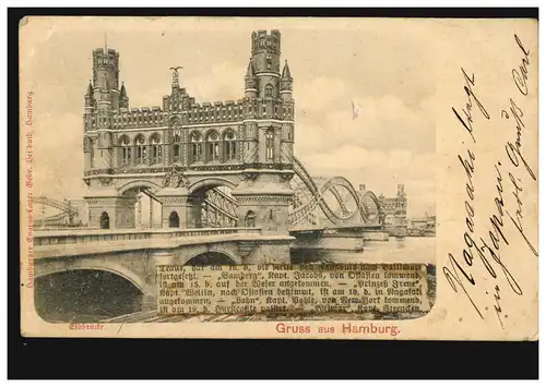 AK Gruss de Hambourg: Pont Elb avec texte historique, 21.12.00 d'après EBSTORF 21/12/