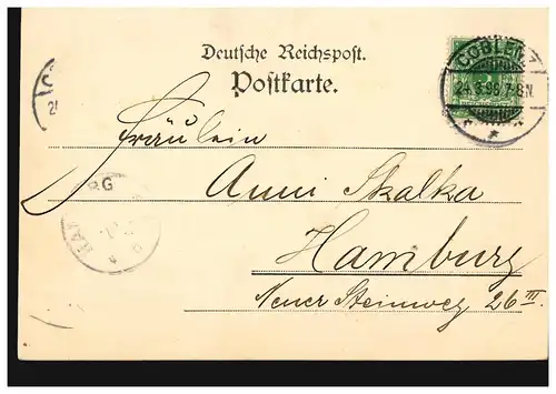 AK Gruss aus Koblenz: Goeben-Denkmal, COBLENZ 24.3.1898