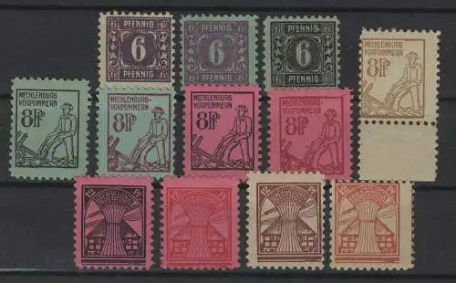 8-19 Freimarken 1945, 12 Werte, Satz ** postfrisch / MNH