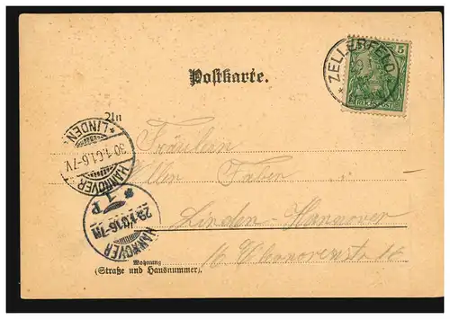 AK Gruss aus ... Freundschaft - Zwei Frauen mit Blumen, ZELLERFELD 29.1.1901