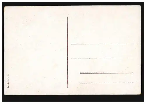 Mode AK femme en robe de fête verte avec guirlande fleurie, édition L. & B., non utilisé