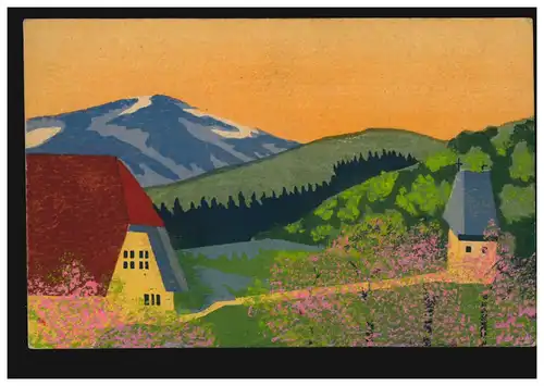 AK Paysage artistique avec montagne, GREFENHAINICHEN (BZ. HALLE) 10.3.19