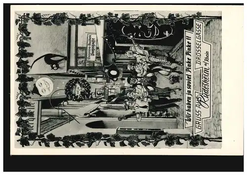 Humor-AK Gruss aus Drosselgasse in Rüdesheim / Rhein - Betrunkene, ungebraucht