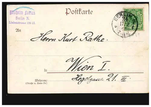 AK Greuss de Berlin: Reichstag, BERLIN W. 24 f 17.2.1900 à Vienne