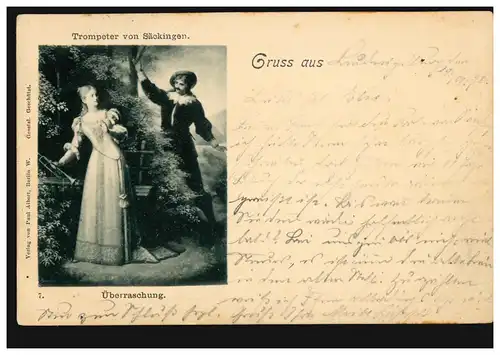 AK Lyrik - Trompeter von Säckingen: Überraschung, LUDWIGSBURG 30.9.1898