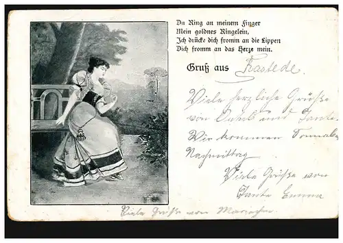 AK Lyrik Gruss aus ... Der Ring an meinem Finger, RASTEDE 28.9.1903
