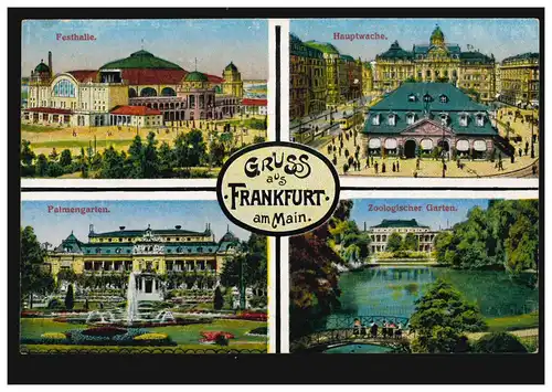 AK Gruss de Francfort / Main avec 4 images, maison d'édition Blümlein, inutilisé