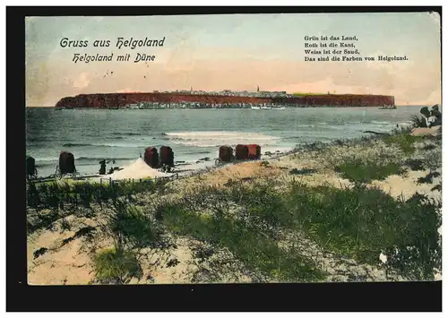 AK Gruss de Helgoland: Helgolland avec Dune, maison d'édition Né Israël, 17.7.1908