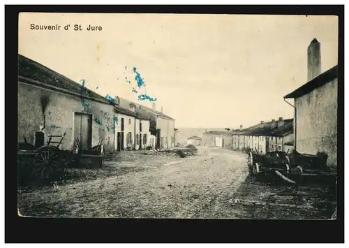 AK souvenir d' Saint-Jure, poste de terrain avec censure METZ