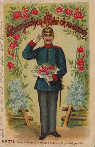 Militaria-AK Soldat in Uniform mit Rosen, MUNSTERLAGER (BZ. HANNOVER) 7.6.1911