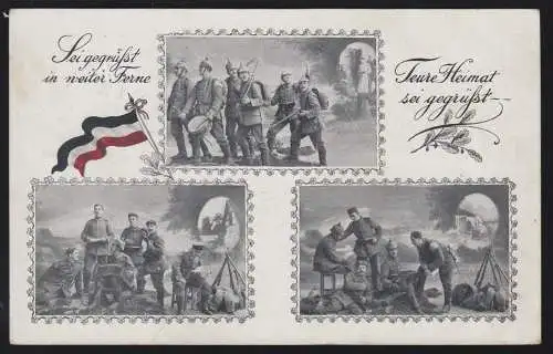 Militaria-AK Marsch Feldlager Postausgabe, Feldpost 16. Inf.-Division. 8.1.16