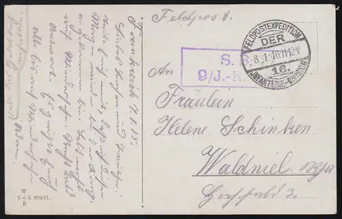 Militaria-AK Marsch Feldlager Postausgabe, Feldpost 16. Inf.-Division. 8.1.16