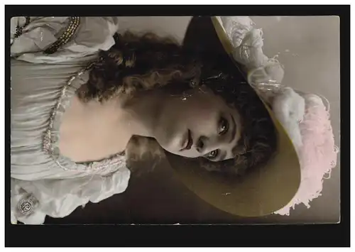 Mode AK femme en robe bleu clair avec chapeau, BERLIN N.W. 40 b 27.11.1906