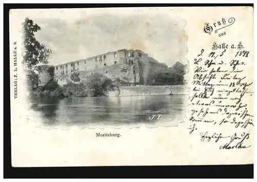 AK Gruß aus Halle/Saale: Moritzburg, 18.5.1899 nach WESTERHÜSEN (ELBE) 28.6.99