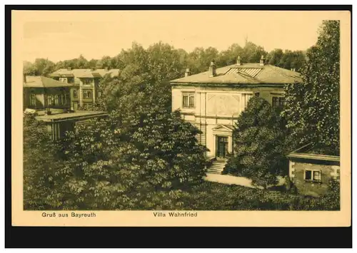 AK Salutation de Bayreuth: Villa Wahnfried, édition Karl Müller, inutilisé