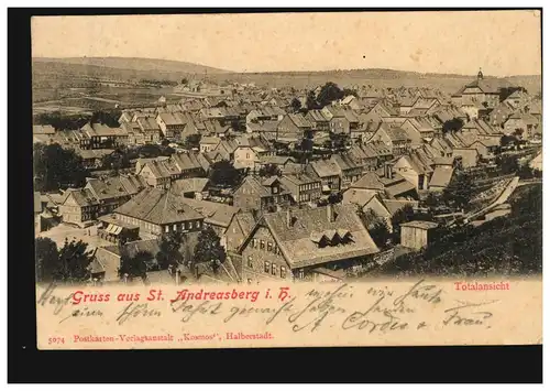 AK Gruss aus Sankt Andreasberg im Harz - Panorama, 25.5.1905 nach DORUM 26.5.05