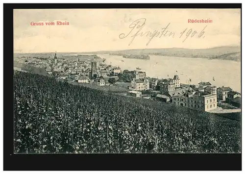 AK Gruss vom Rhein: Rüdesheim, Verlag Gebr. Isenbeck, ungebraucht