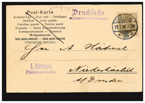 AK Gruss de Treptov: Parti au parc de Tremtower, BERLIN V. 50 a 21.1.1906