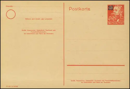P 42/01 Bebel 20 sur 30 pf, verge à pression / DV: M 301 C 4296, ** frais de port