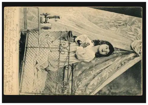 Enfants-AK Enfant priant dans un lit bébé, ST. GALLEN 22.9.1902 après BASEL 23.9.02