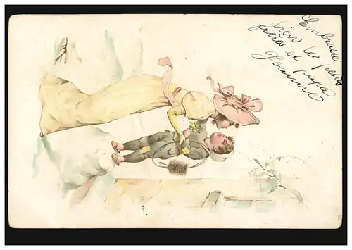 AK pour enfants Le baiser du petit balai de cheminée, ROCHE 14.8.2003 après BEX 14.8