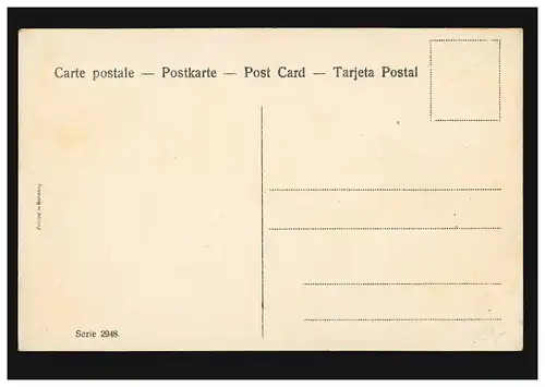 Mode AK femme en robe rouge vin et chapeau vert, édition S.S.B., non utilisé
