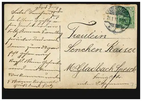 Ostern-AK Lächelnde Frau im Osterei Huhn Ostereier, DÜSSELDORF 21.1.1911